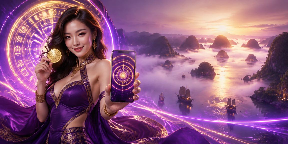 Người dùng trải nghiệm casino trên điện thoại với ánh đèn neon tại Hạ Long